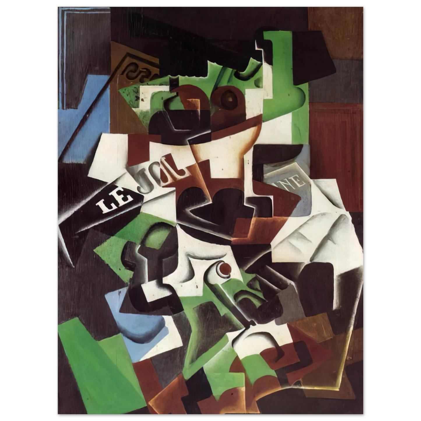 Juan Gris - FRUIT BOWL PIPE AND NEWSPAPER 75x100 cm / 30x40inches Fine Art Poster