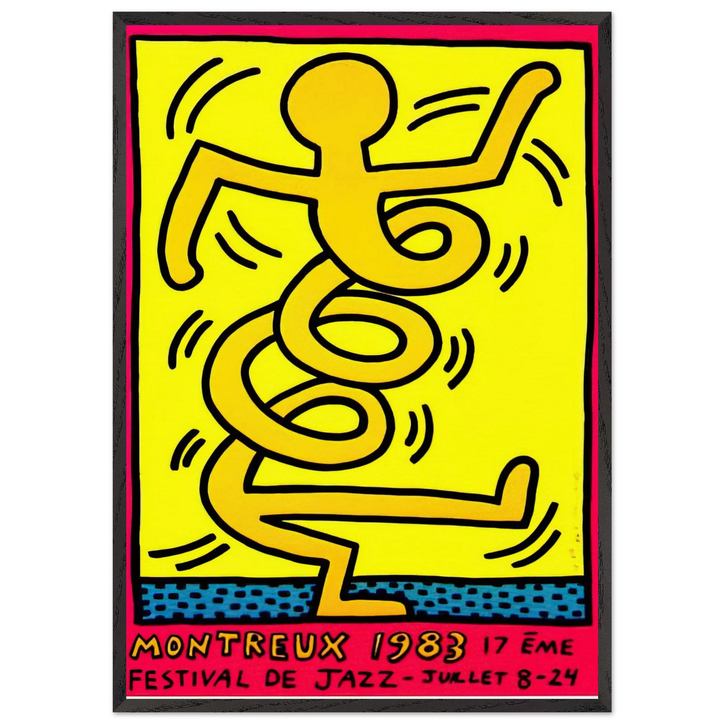 MONTREUX 1983 N2 - Keith Haring 70x100 cm / 28x40 inches Framed Art Print – Black Wooden Frame