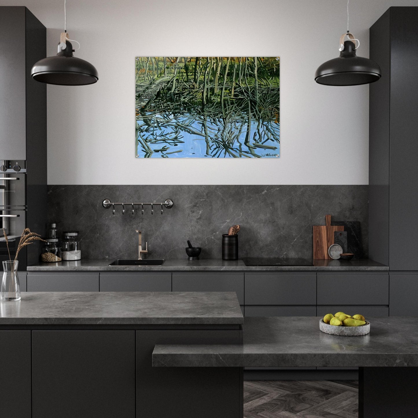 Study for Low Water - Knight's Flowage - 1980 - Neil Welliver Acrylic Print - 70x100 cm / 28x40″ inches