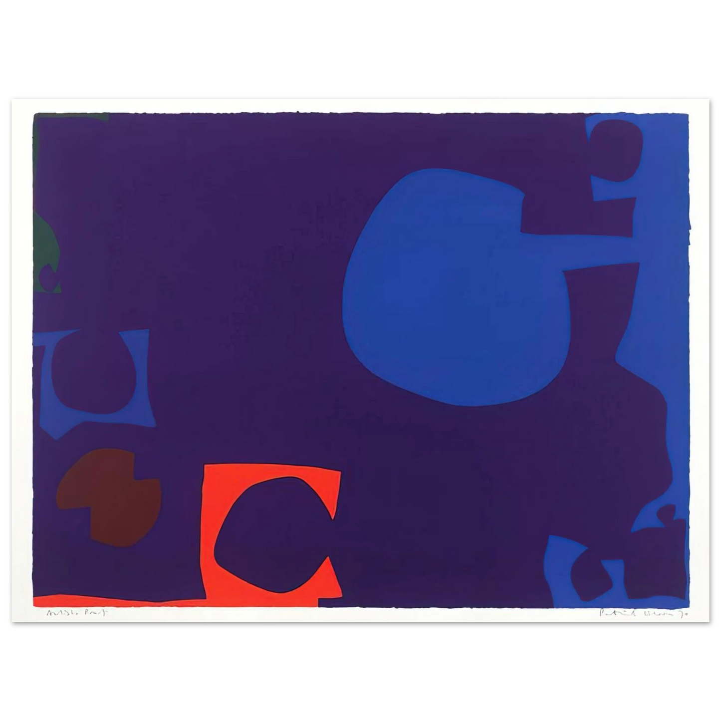 Patrick Heron - Blue and Deep Violet with Orange, Brown and Green - 1970 75x100 cm / 30x40inches Fine Art Poster
