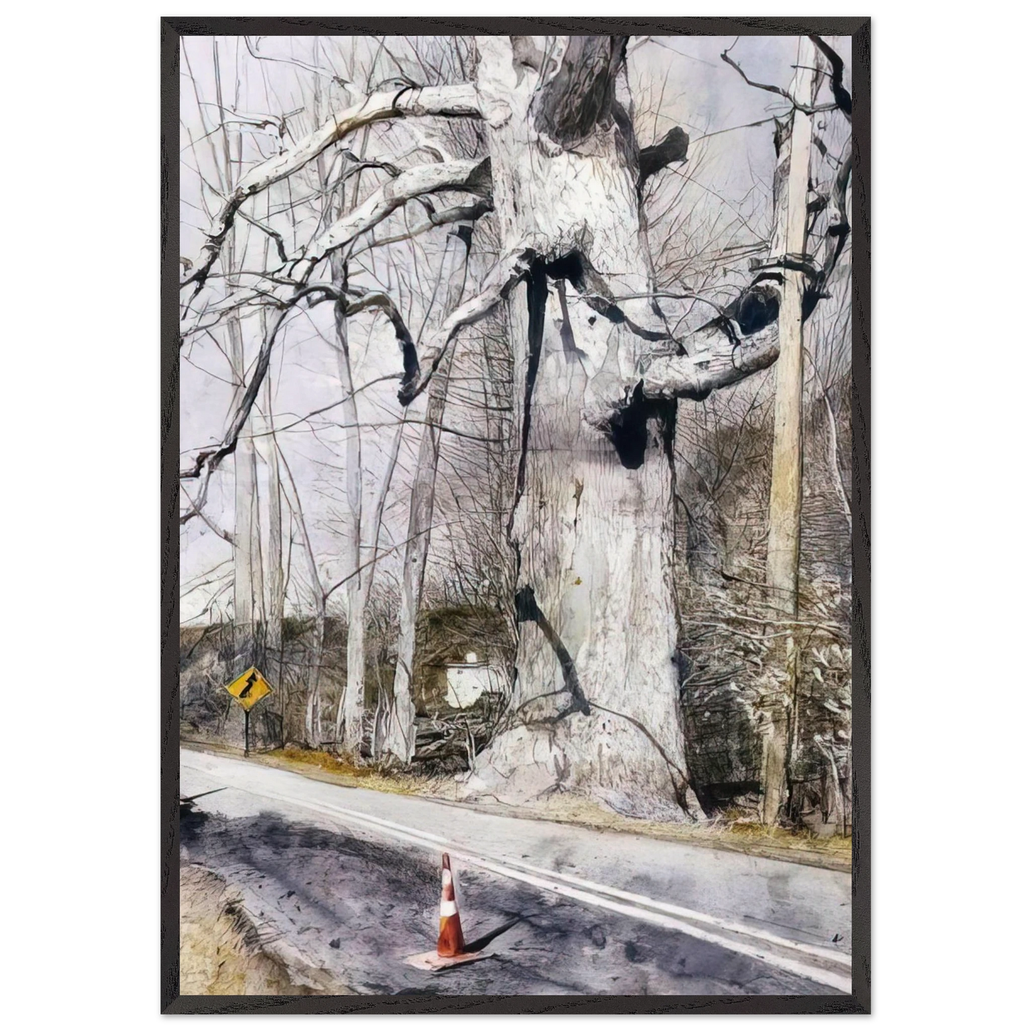 WALKING STICK - Andrew Wyeth 70x100 cm / 28x40 inches Framed Art Print – Black Wooden Frame