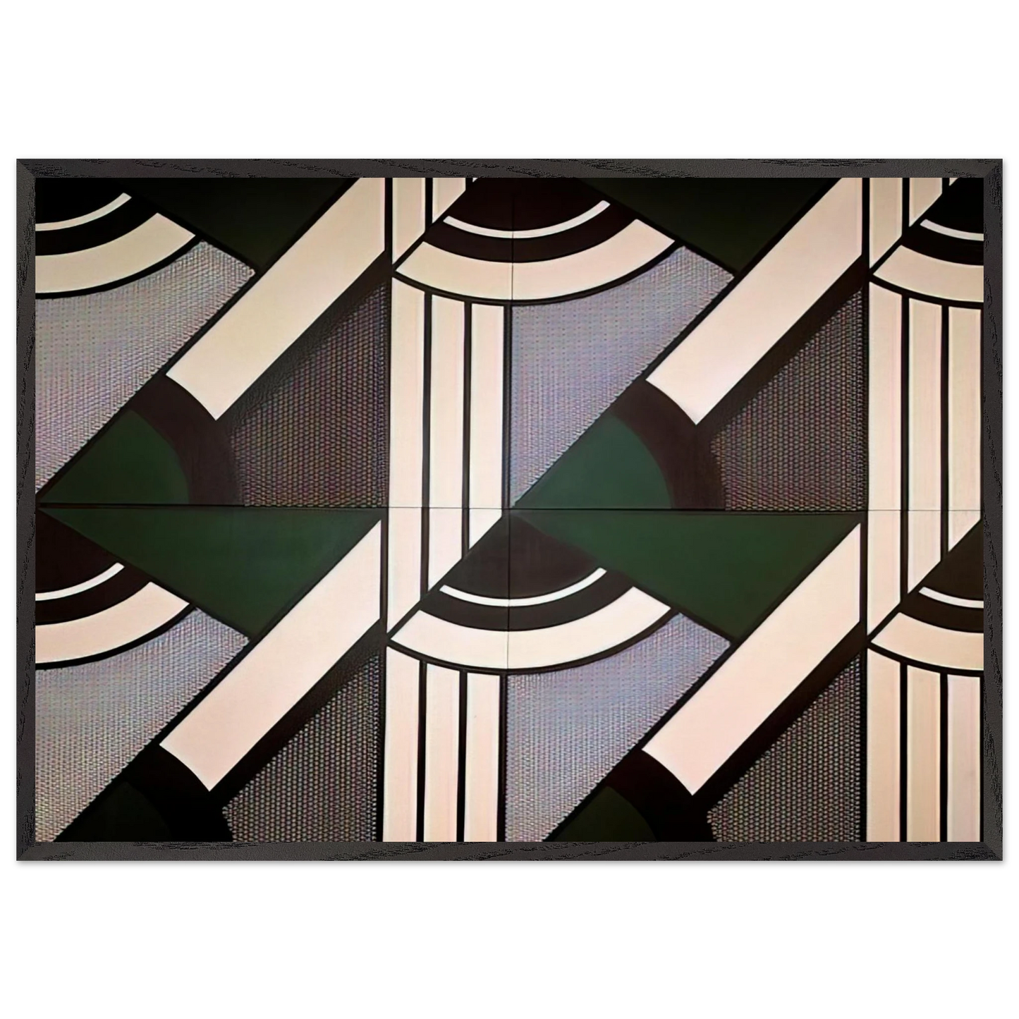 MODULAR PAINTING WITH FOUR PANELS 6 1970 - Roy Lichtenstein 70x100 cm / 28x40 inches Framed Art Print – Black Wooden Frame