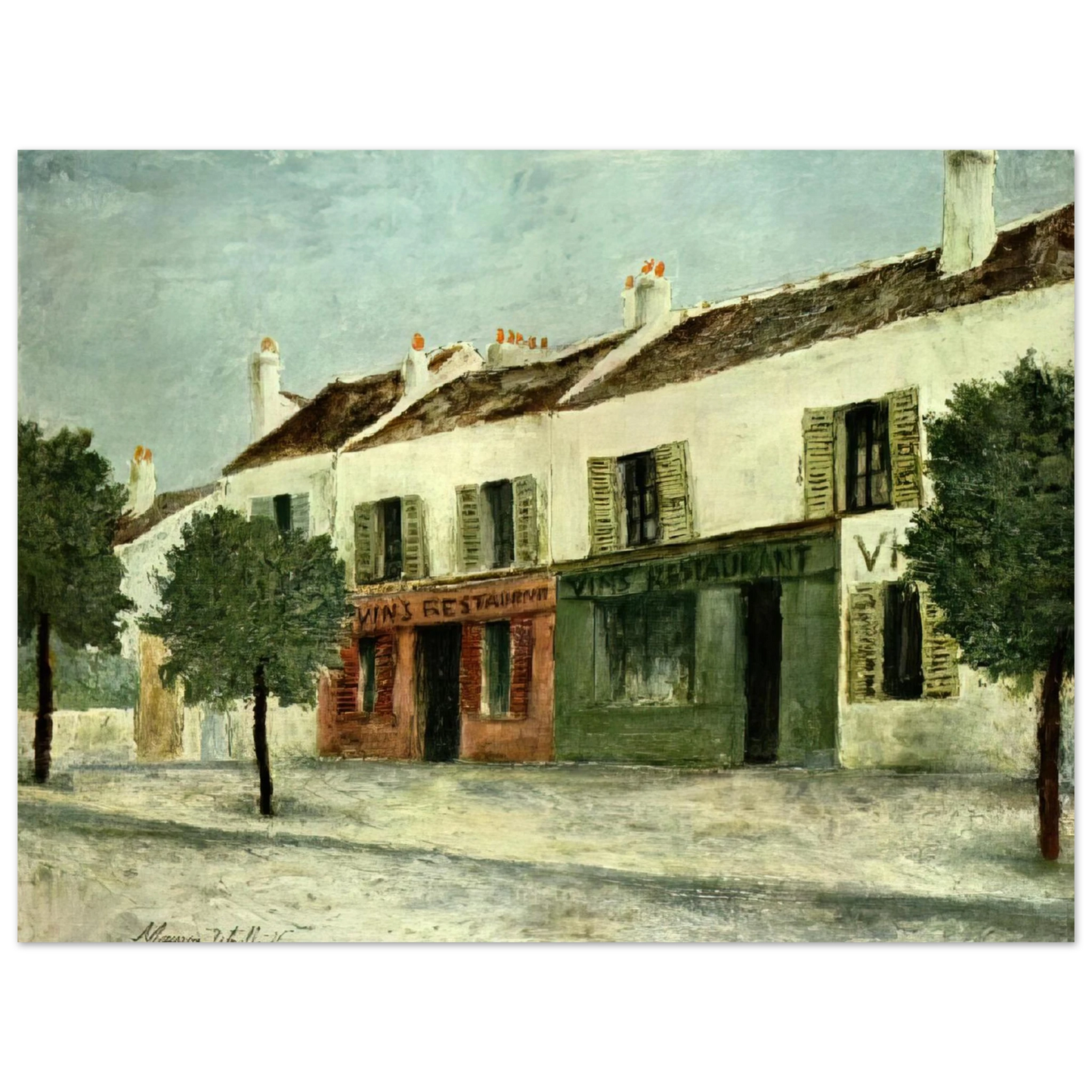 Maurice Utrillo - BISTROS IN A SUBURB 75x100 cm / 30x40inches Fine Art Poster