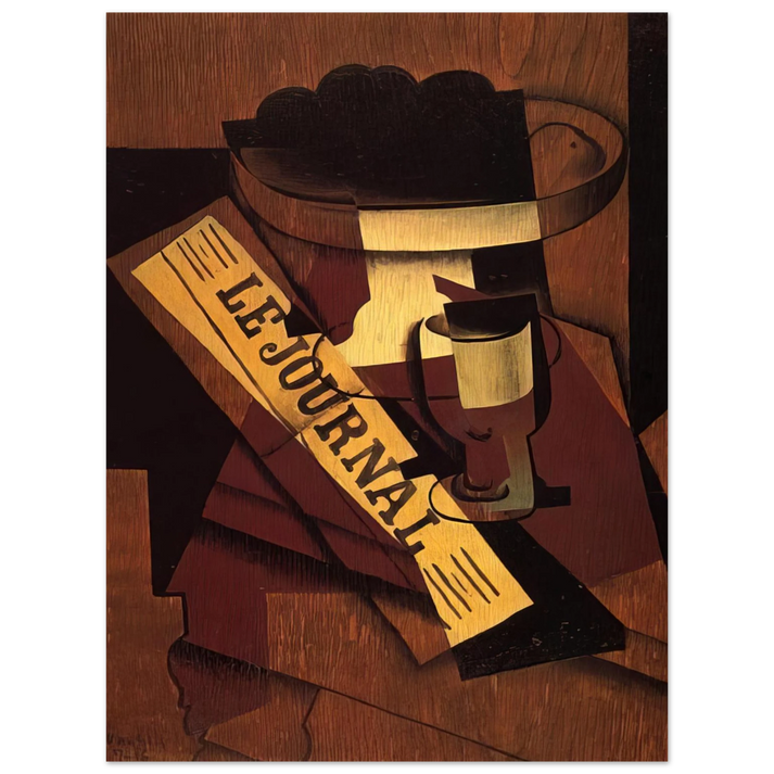 Juan Gris - FRUIT DISH GLASS AND NEWSPAPER 1916 75x100 cm / 30x40inches Fine Art Poster