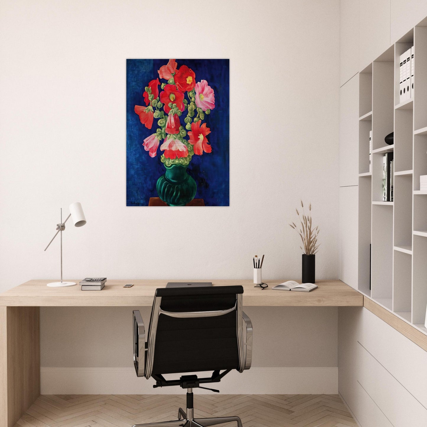 HOLLYHOCKS 1939 - Moise Kisling Brushed Aluminum Print - 70x100 cm / 28x40 inches | Moise Kisling Aluminum Print | Moise Kisling Prints