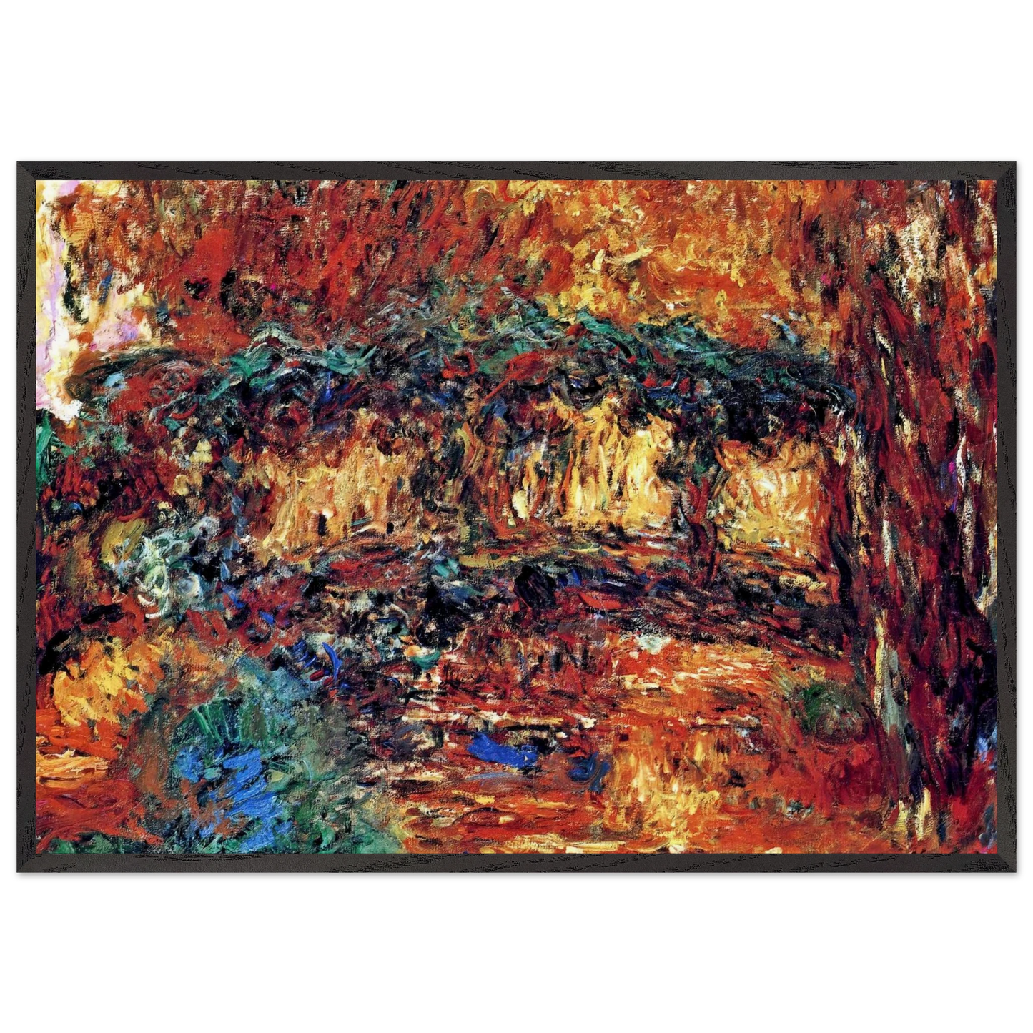 The Japanese Bridge 7 - claude monet 70x100 cm / 28x40 inches Framed Art Print – Black Wooden Frame
