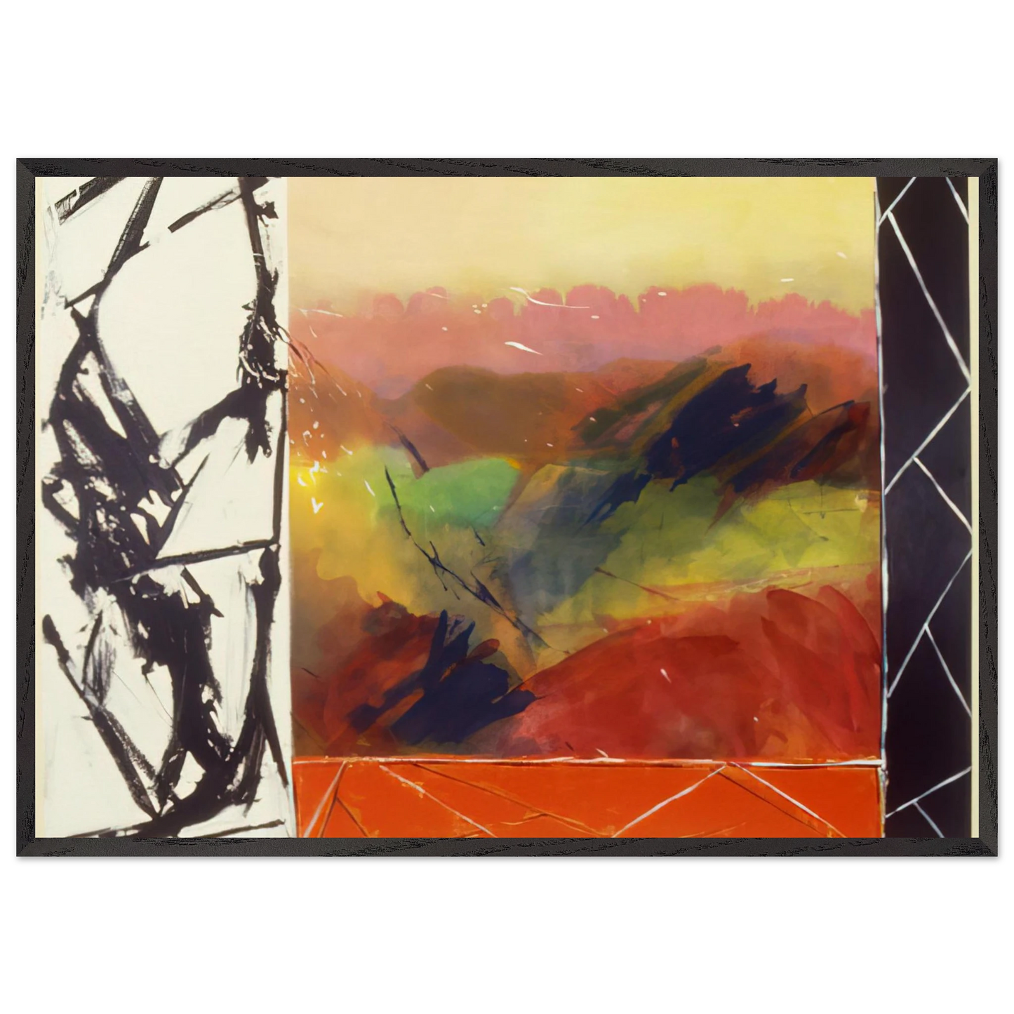 Railroad Gate - 1989 - Ronnie Landfield 70x100 cm / 28x40 inches Framed Art Print – Black Wooden Frame