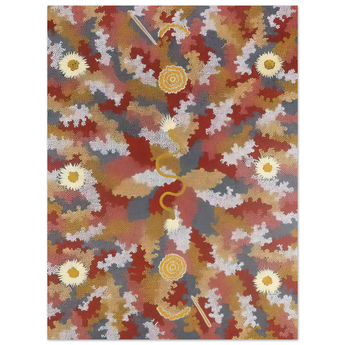 Clifford Possum Tjapaltjarri - Men's Corroborie - 1990 75x100 cm / 30x40inches Fine Art Poster