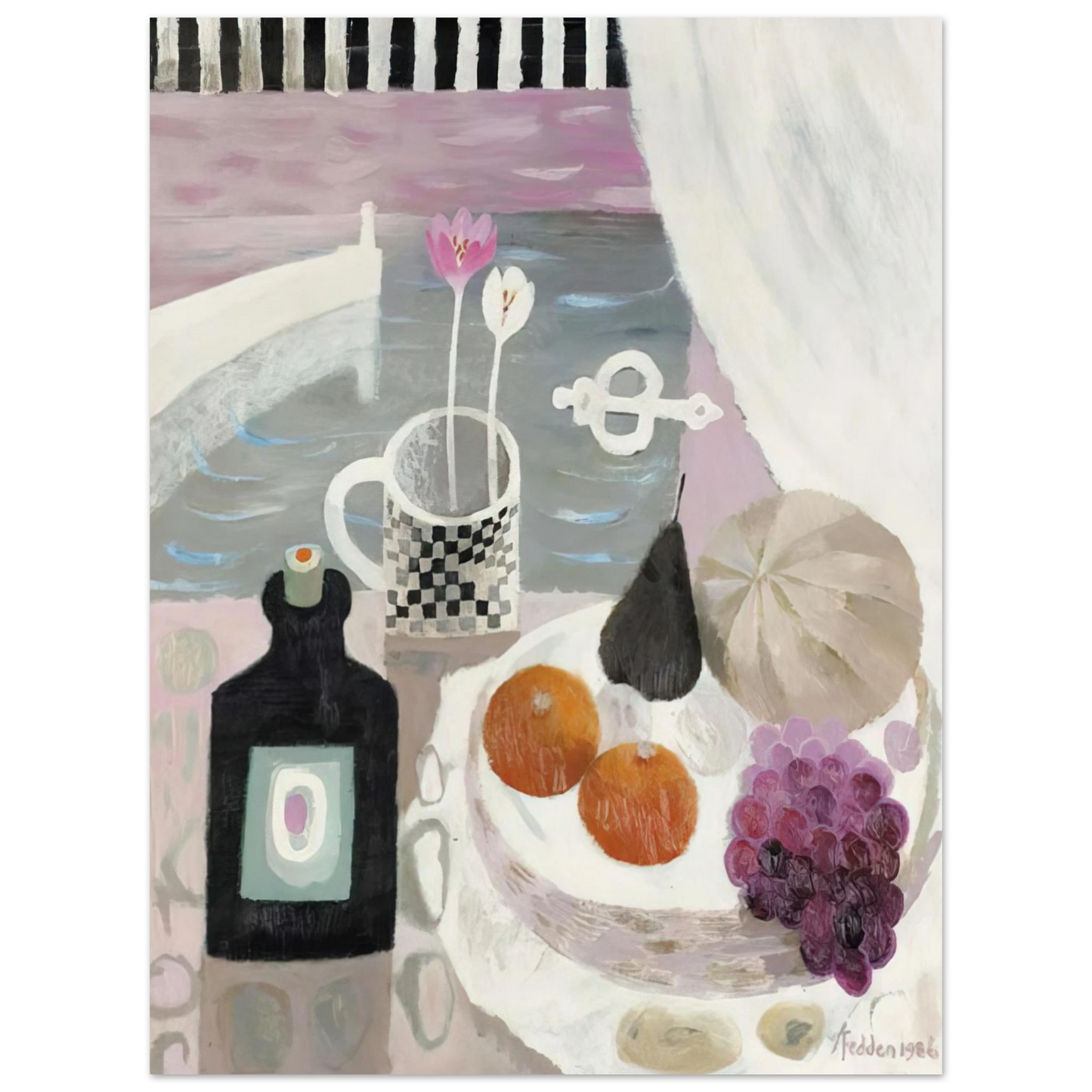 Mary Fedden - The Checked Mug - 1986 75x100 cm / 30x40inches Fine Art Poster