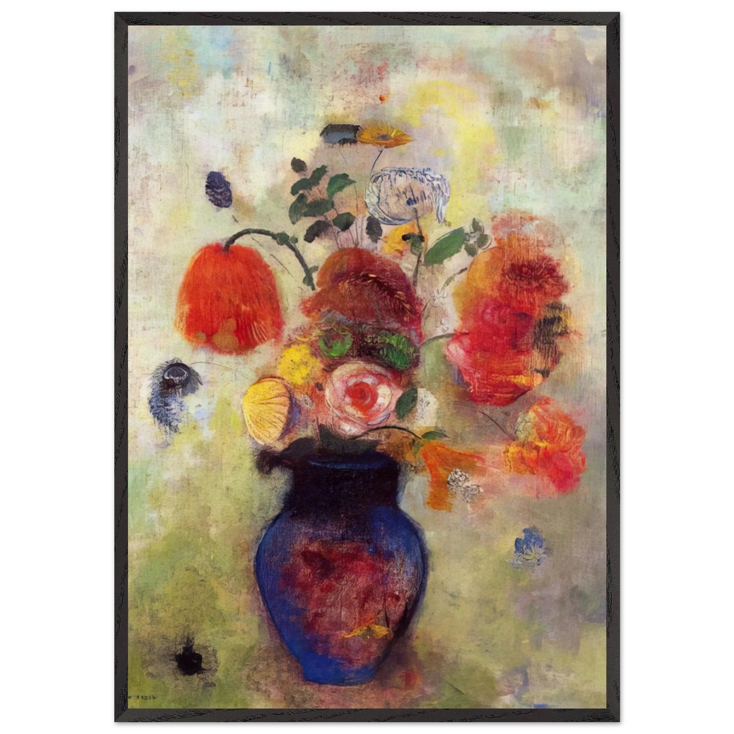 BOUQUET OF FLOWERS 3 - Odilon Redon 70x100 cm / 28x40 inches Framed Art Print – Black Wooden Frame
