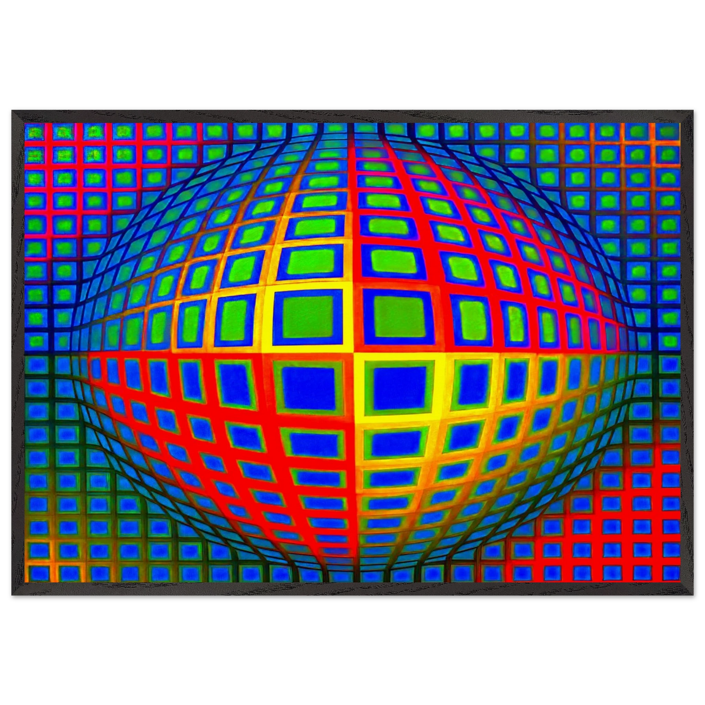 Vega-Nor - 1969 - Victor Vasarely 70x100 cm / 28x40 inches Framed Art Print – Black Wooden Frame