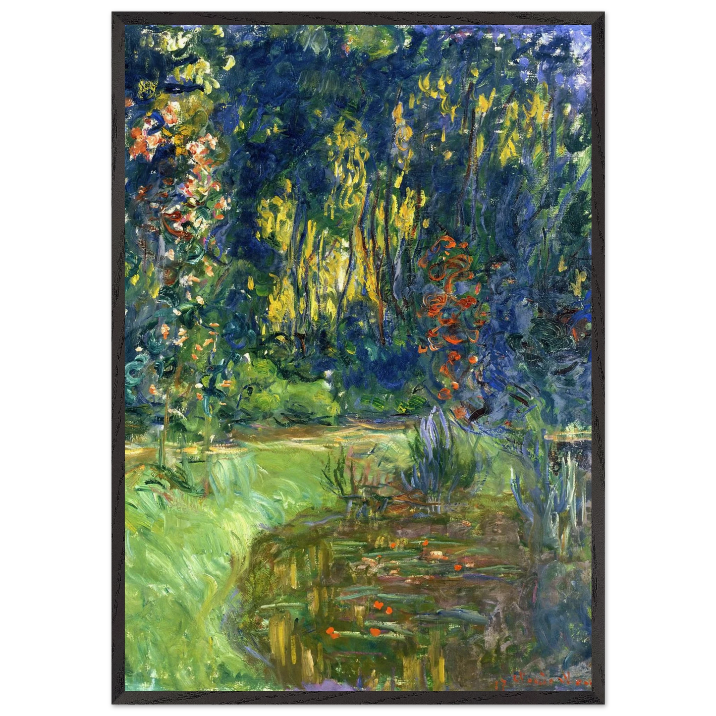 Water Lily Pond at Giverny - claude monet 70x100 cm / 28x40 inches Framed Art Print – Black Wooden Frame