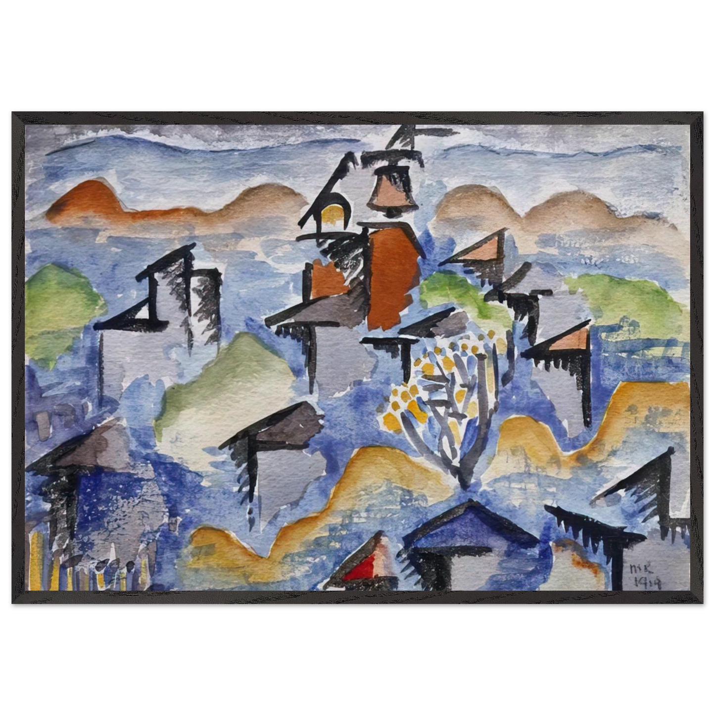 LANDSCAPE N11 - Man Ray 70x100 cm / 28x40 inches Framed Art Print – Black Wooden Frame