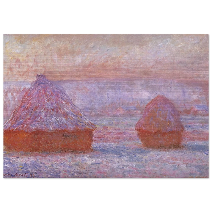 Grainstacks at Giverny, Morning Effect - claude monet Brushed Aluminum Print - 70x100 cm / 28x40 inches | claude monet Aluminum Print | claude monet Prints