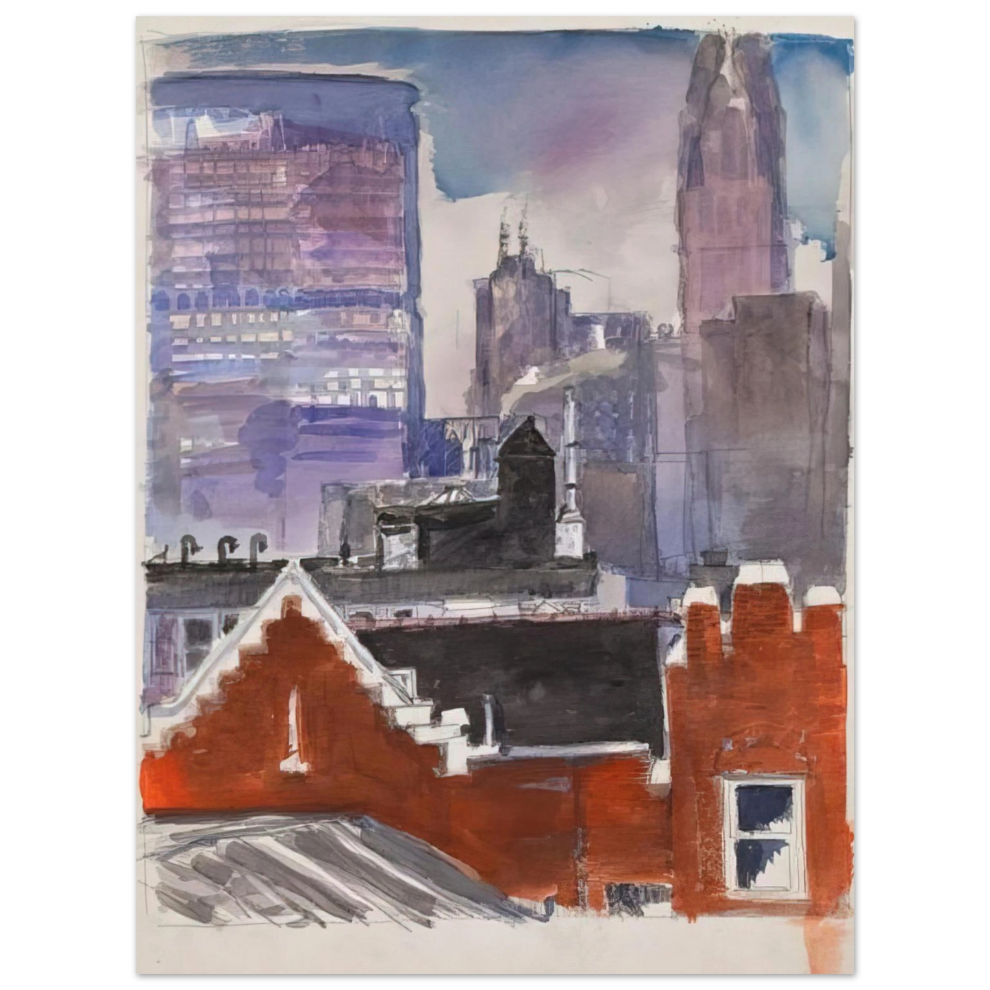 Paul Thek - Untitled cityscape - 1986 75x100 cm / 30x40inches Fine Art Poster