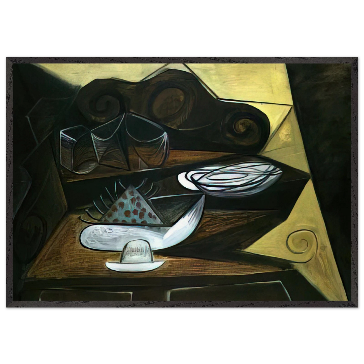 The Buffet Catalan - Pablo Picasso 70x100 cm / 28x40 inches Framed Art Print – Black Wooden Frame