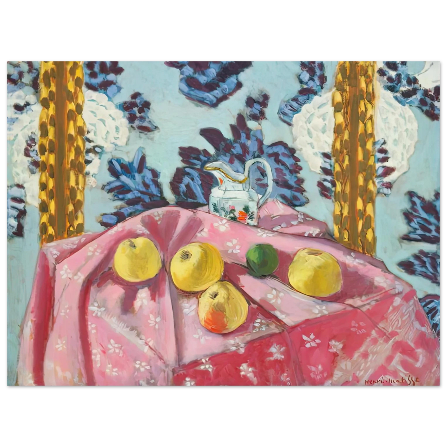 Henri Matisse - STILL LIFE WITH APPLES ON A PINK TABLECLOTH 1924 75x100 cm / 30x40inches Fine Art Poster
