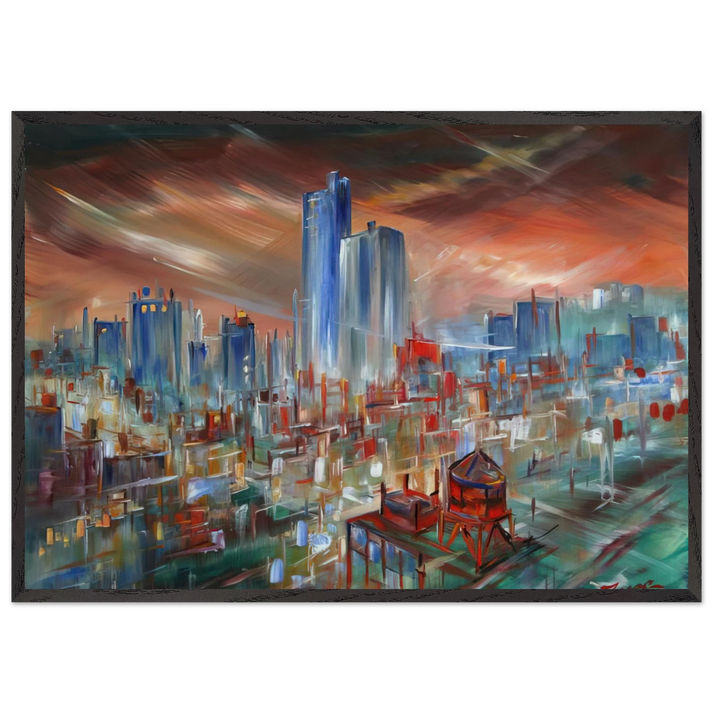 Big City - Konrad Zuse 70x100 cm / 28x40 inches Framed Art Print – Black Wooden Frame
