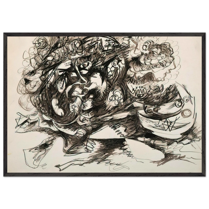 UNTITLED O CONNOR THAW 771 - Jackson Pollock 70x100 cm / 28x40 inches Framed Art Print – Black Wooden Frame