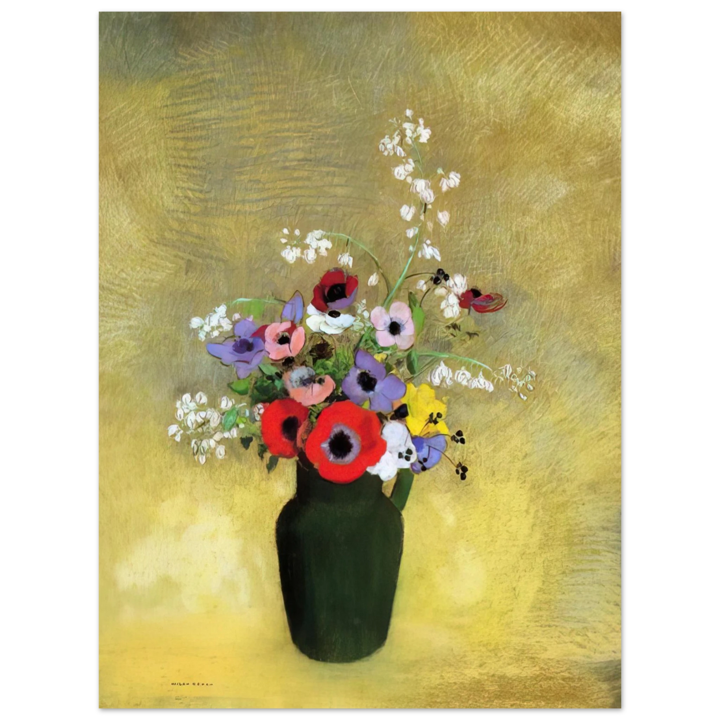 Odilon Redon - FLOWERS IN A GREEN PITCHER 75x100 cm / 30x40inches Fine Art Poster