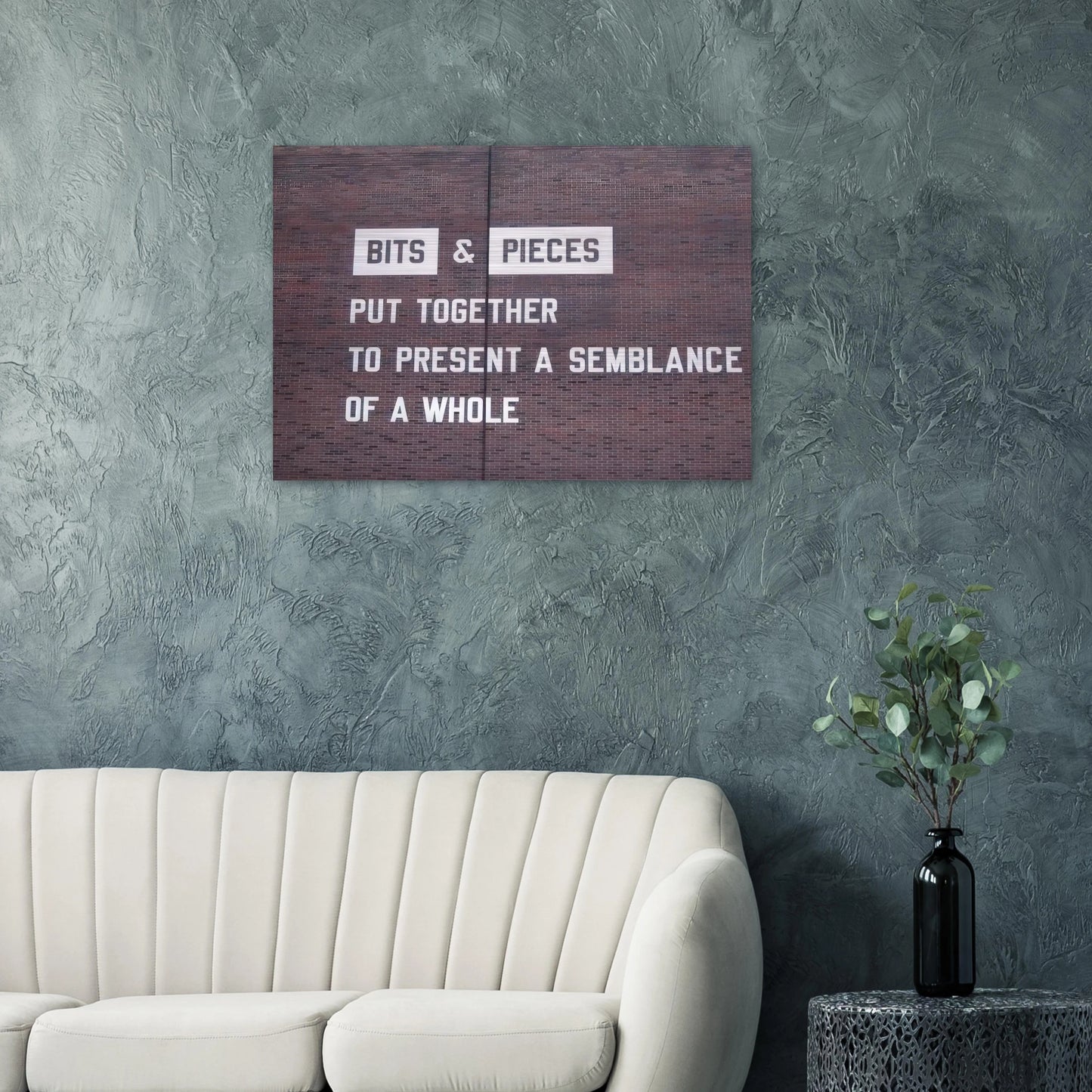 Bits Pieces Put Together to Present a Semblance of a Whole - 2005 - Lawrence Weiner Brushed Aluminum Print - 70x100 cm / 28x40 inches | Lawrence Weiner Aluminum Print | Lawrence Weiner Prints