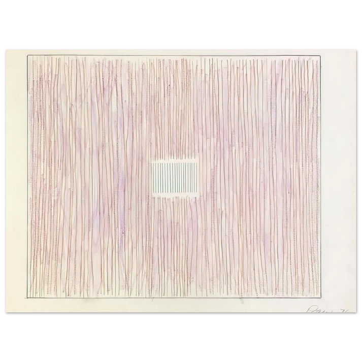 Gene Davis - Untitled Pink Stripes-Gray Box - 1976 75x100 cm / 30x40inches Fine Art Poster