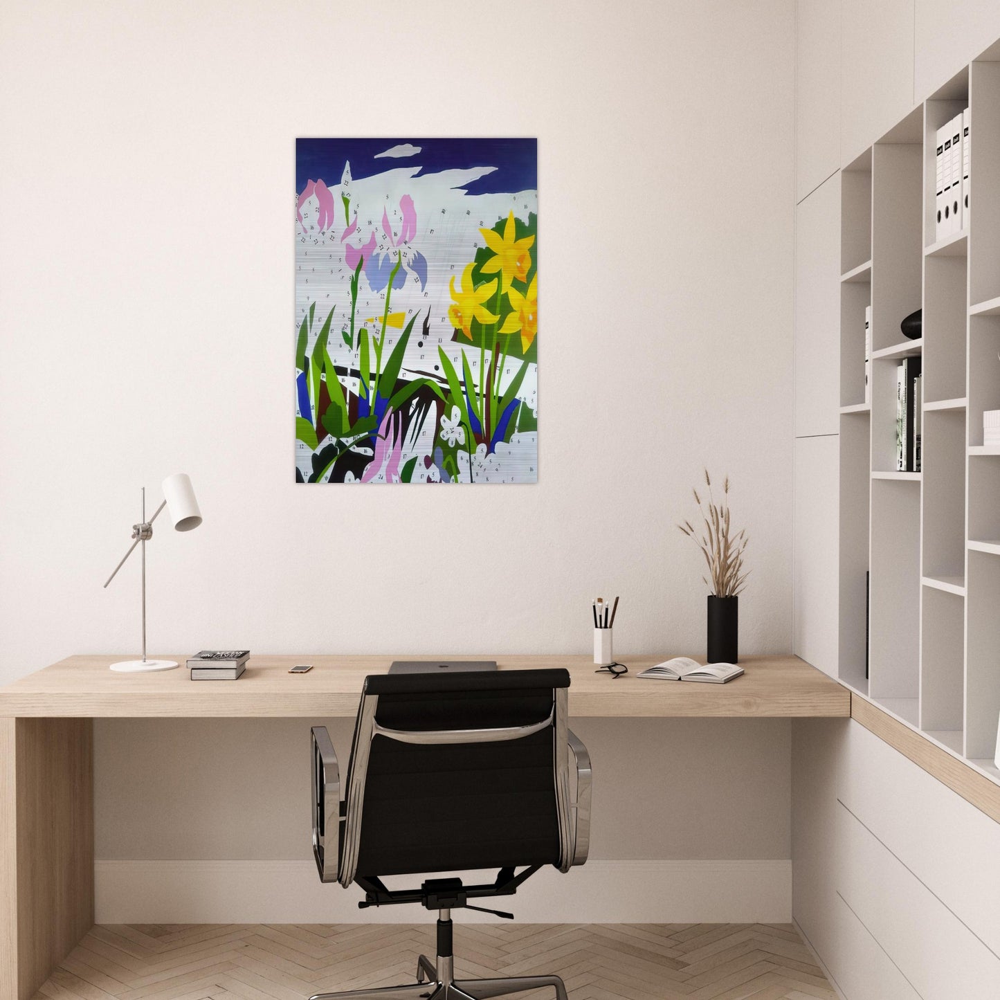 Do It Yourself Flowers - Andy Warhol Brushed Aluminum Print - 70x100 cm / 28x40 inches | Andy Warhol Aluminum Print | Andy Warhol Prints