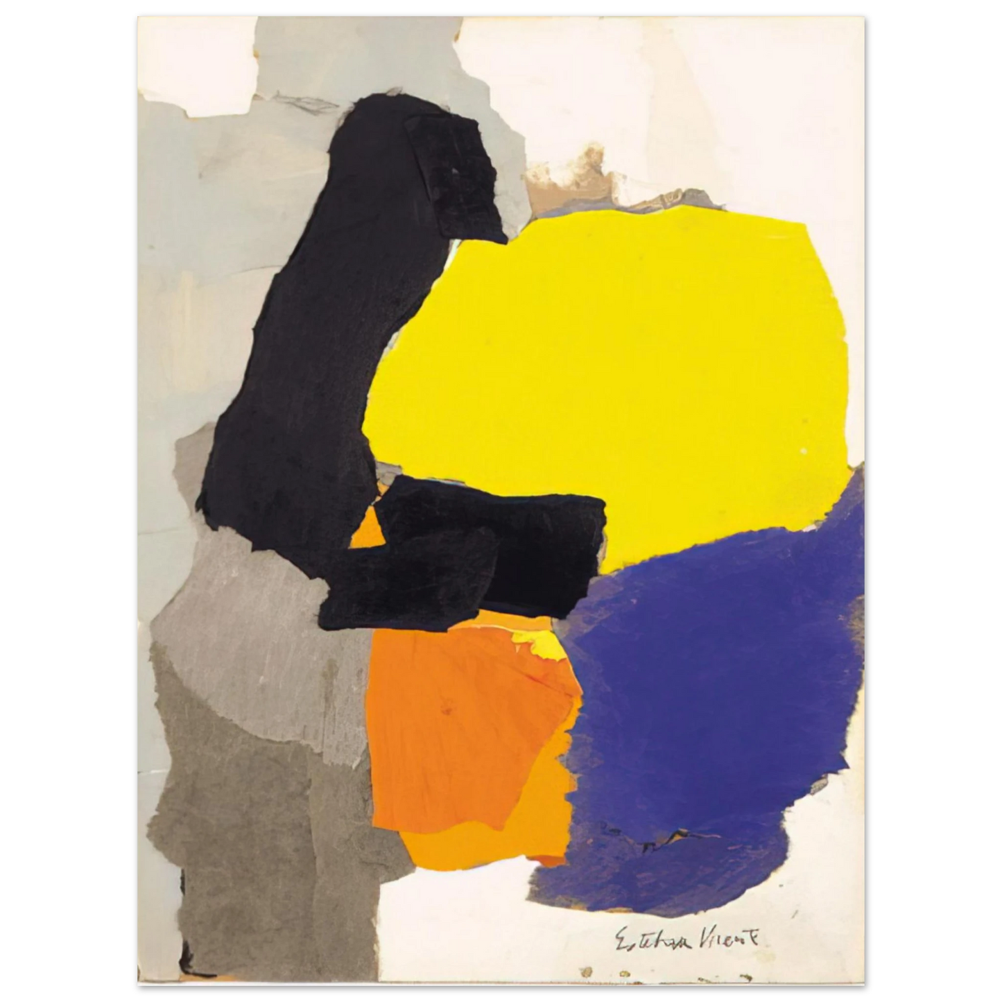 Esteban Vicente - COLLAGE WITH YELLOW BLUE AND ORANGE 1963 75x100 cm / 30x40inches Fine Art Poster