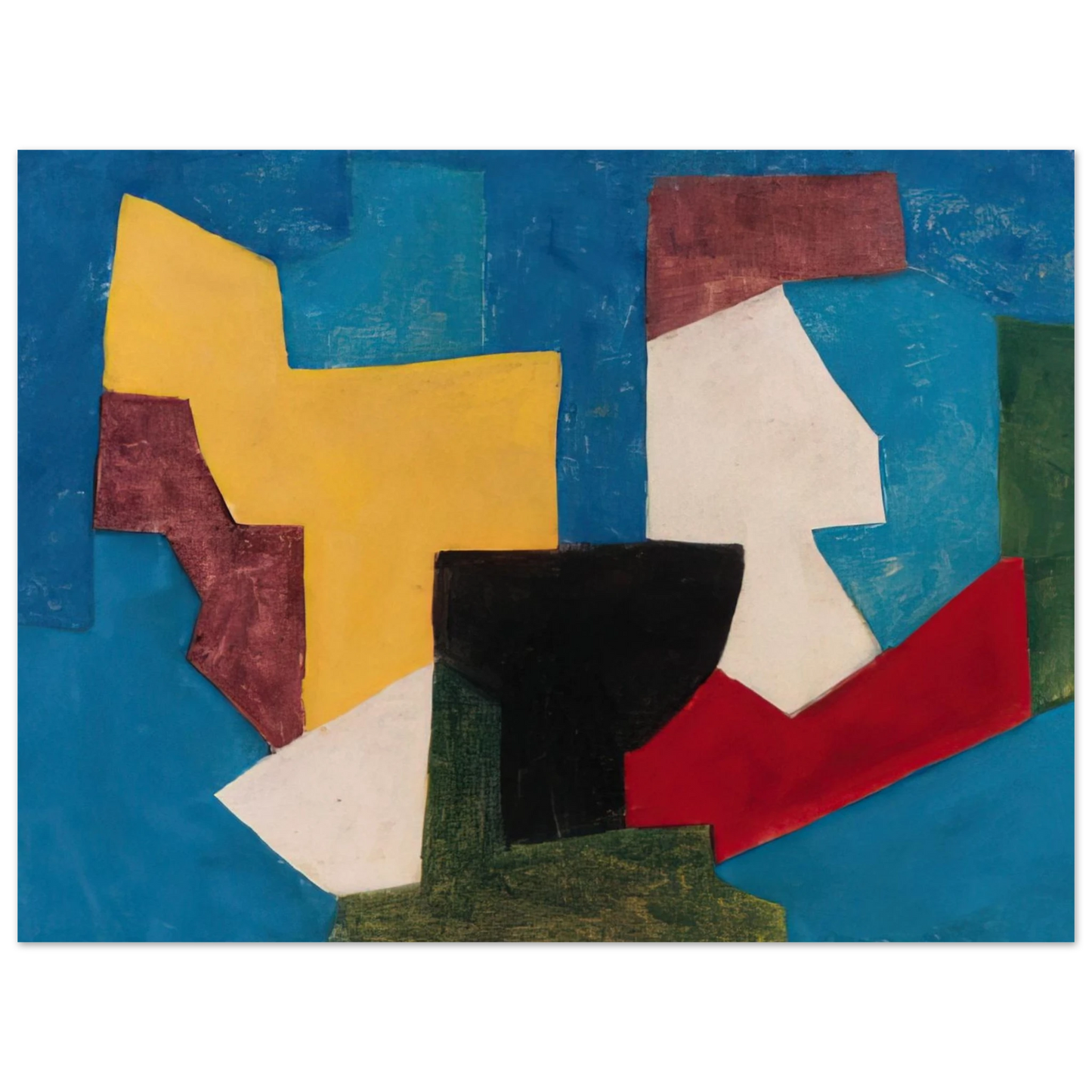 Serge Poliakoff - Composition multicolore àdominante bleue - 1969 75x100 cm / 30x40inches Fine Art Poster