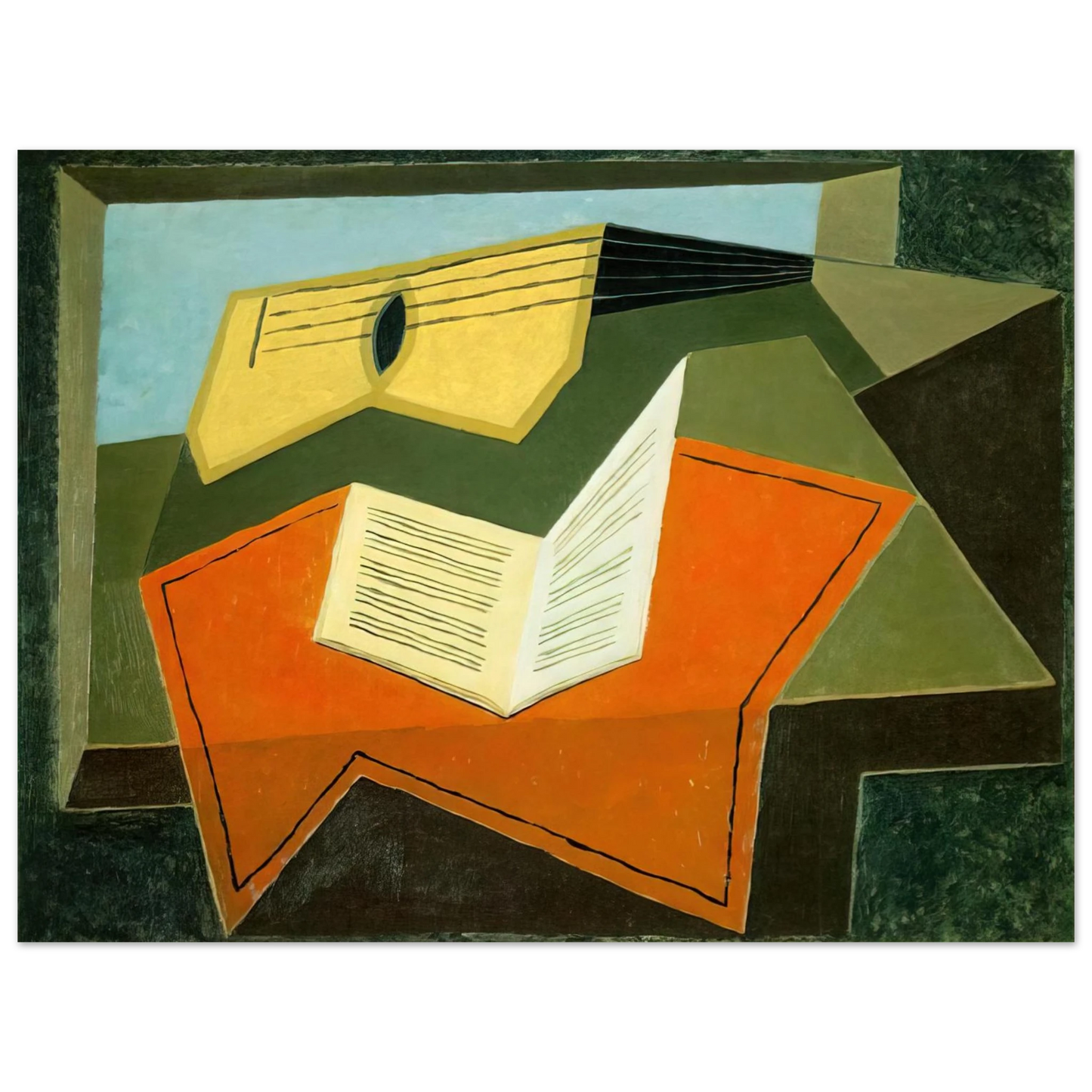 Juan Gris - GUITAR AND MUSIC PAPER 1927 75x100 cm / 30x40inches Fine Art Poster