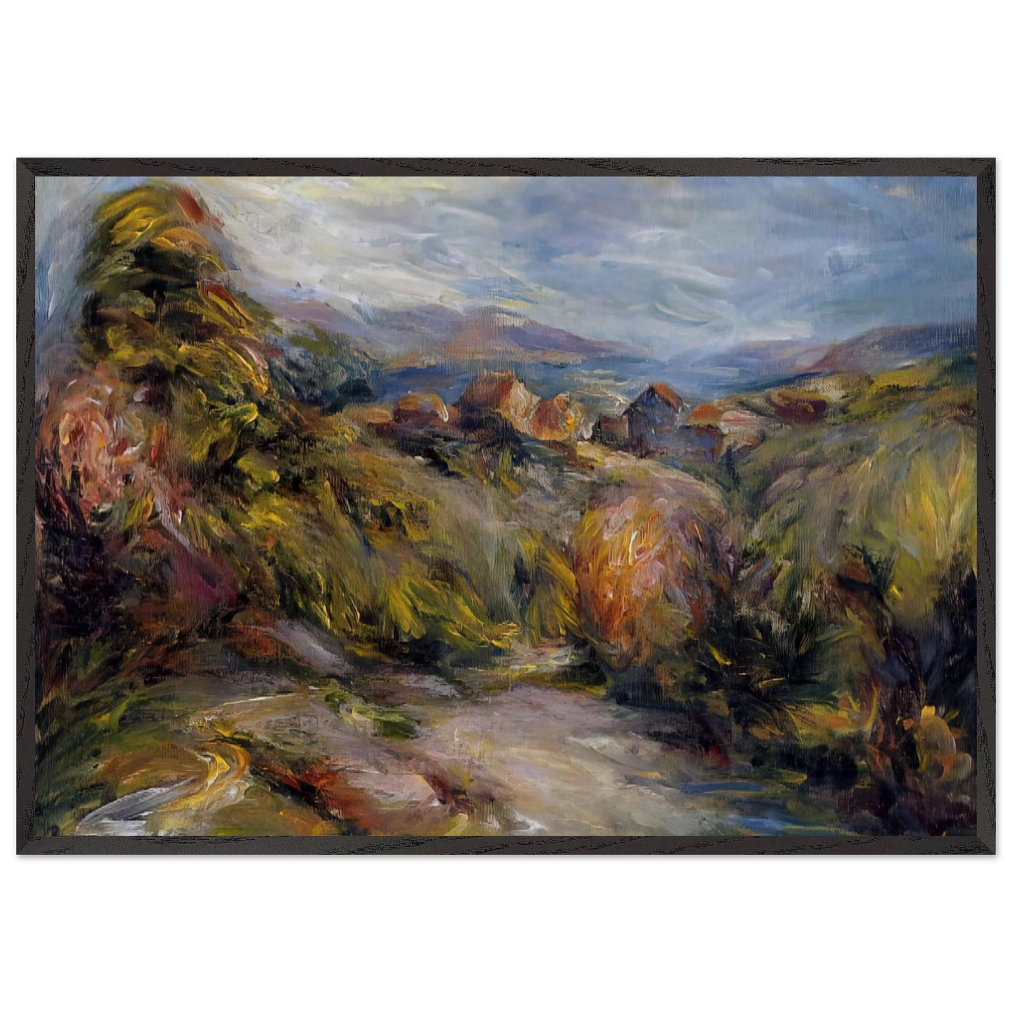 The Hills of Cagnes - Pierre-Auguste Renoir 70x100 cm / 28x40 inches Framed Art Print – Black Wooden Frame