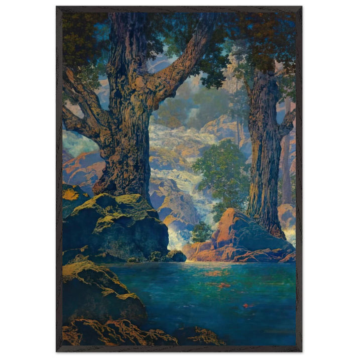Cascades Quiet Solitude - Maxfield Parrish 70x100 cm / 28x40 inches Framed Art Print – Black Wooden Frame