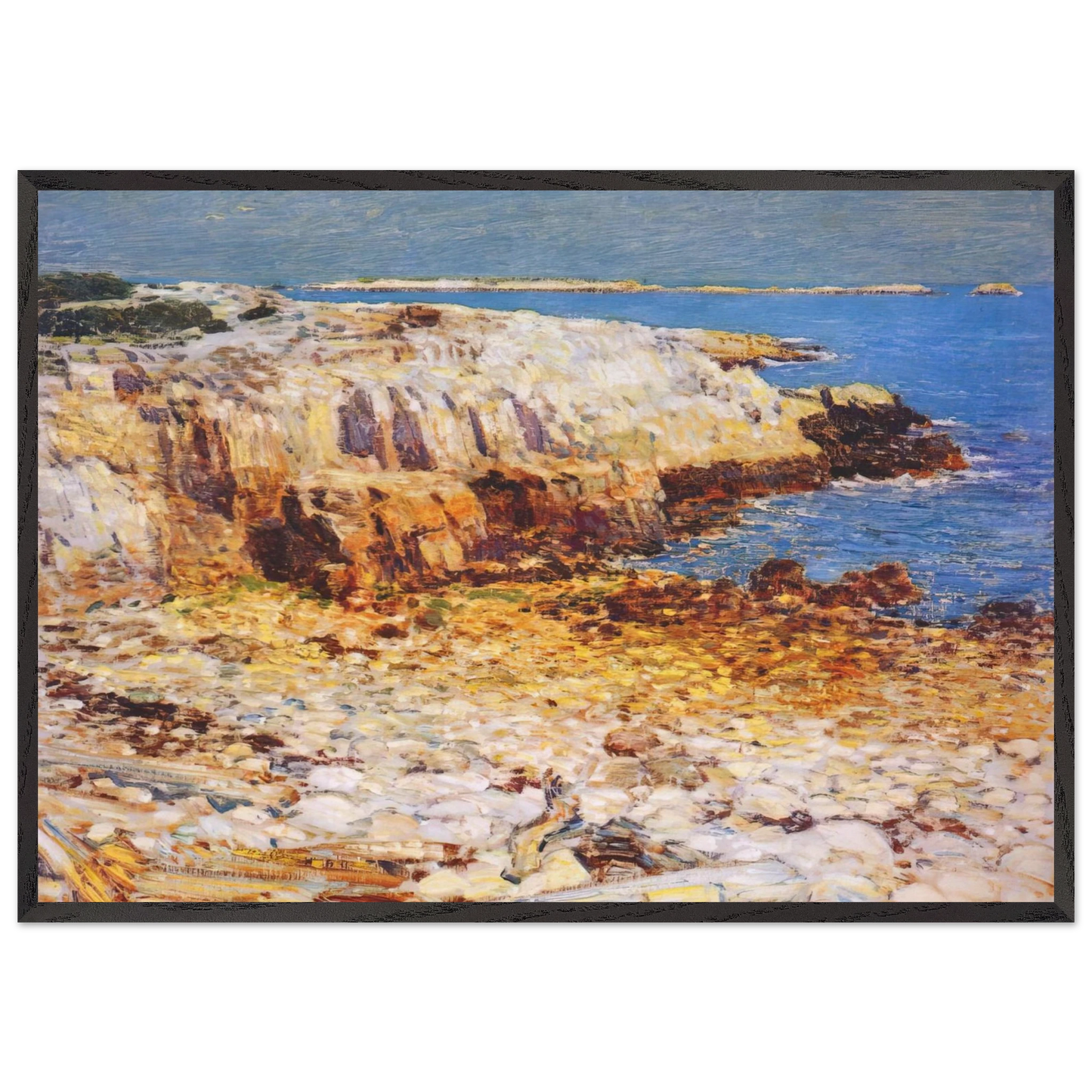 Northeast Headlands New England Coast - Childe Hassam 70x100 cm / 28x40 inches Framed Art Print – Black Wooden Frame