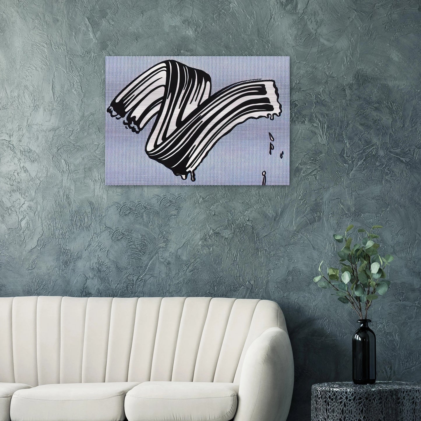 WHITE BRUSHSTROKE I 1965 - Roy Lichtenstein Brushed Aluminum Print - 70x100 cm / 28x40 inches | Roy Lichtenstein Aluminum Print | Roy Lichtenstein Prints