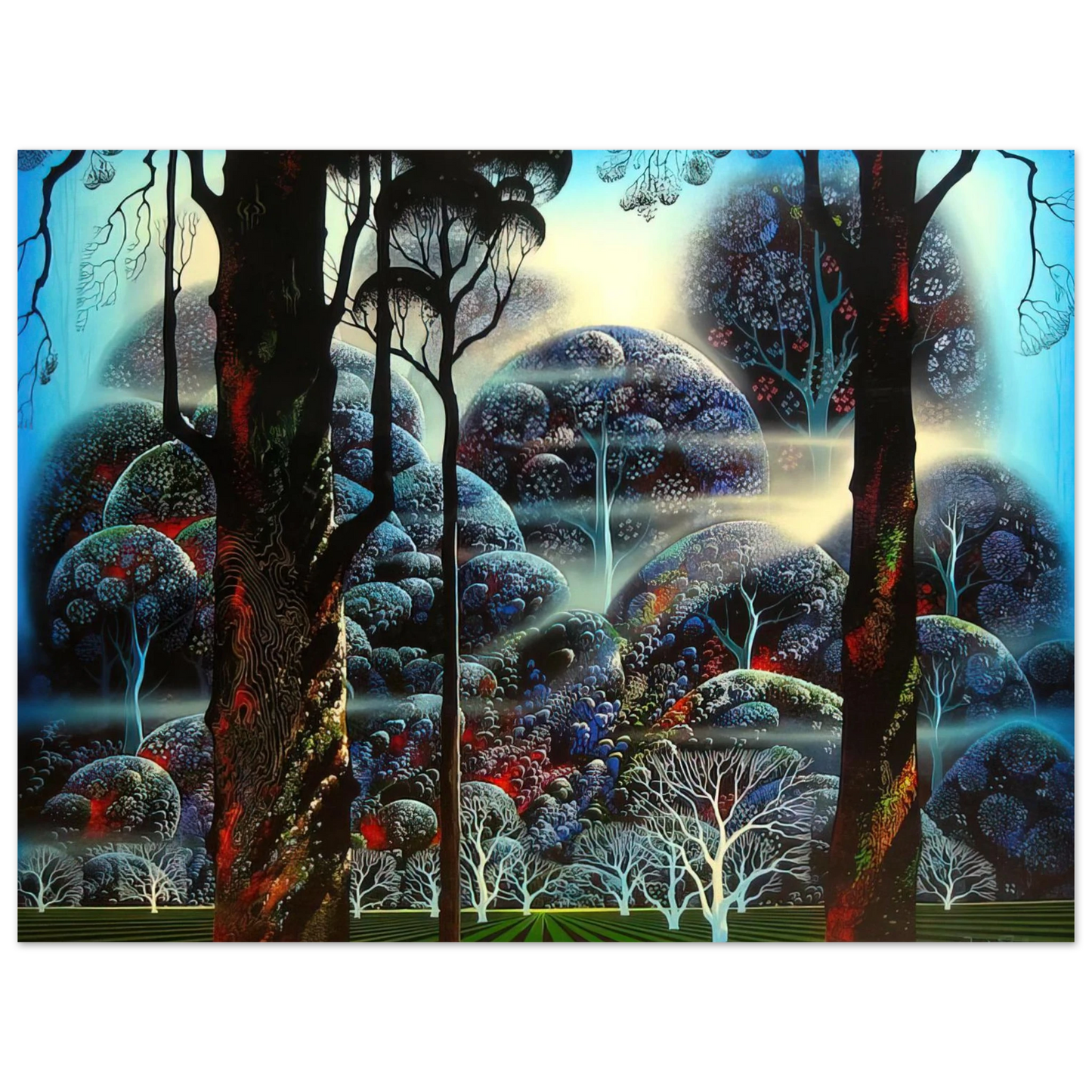 Eyvind Earle - Mist in the Dark Woods 75x100 cm / 30x40inches Fine Art Poster