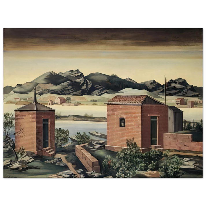 Julius Bissier - Imbarcadero a Zurigo - 1927 75x100 cm / 30x40inches Fine Art Poster