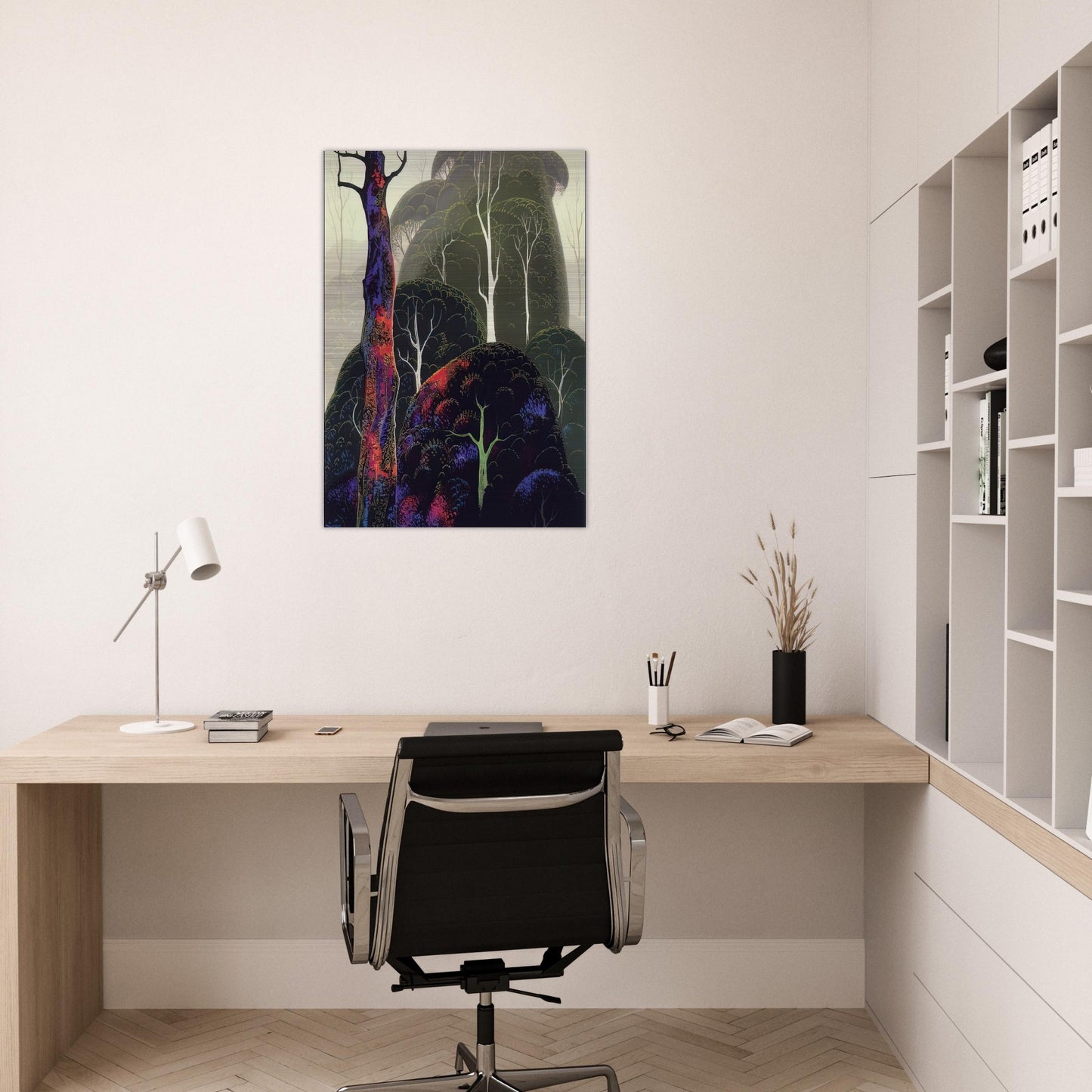 Early Autumn - Eyvind Earle Brushed Aluminum Print - 70x100 cm / 28x40 inches | Eyvind Earle Aluminum Print | Eyvind Earle Prints