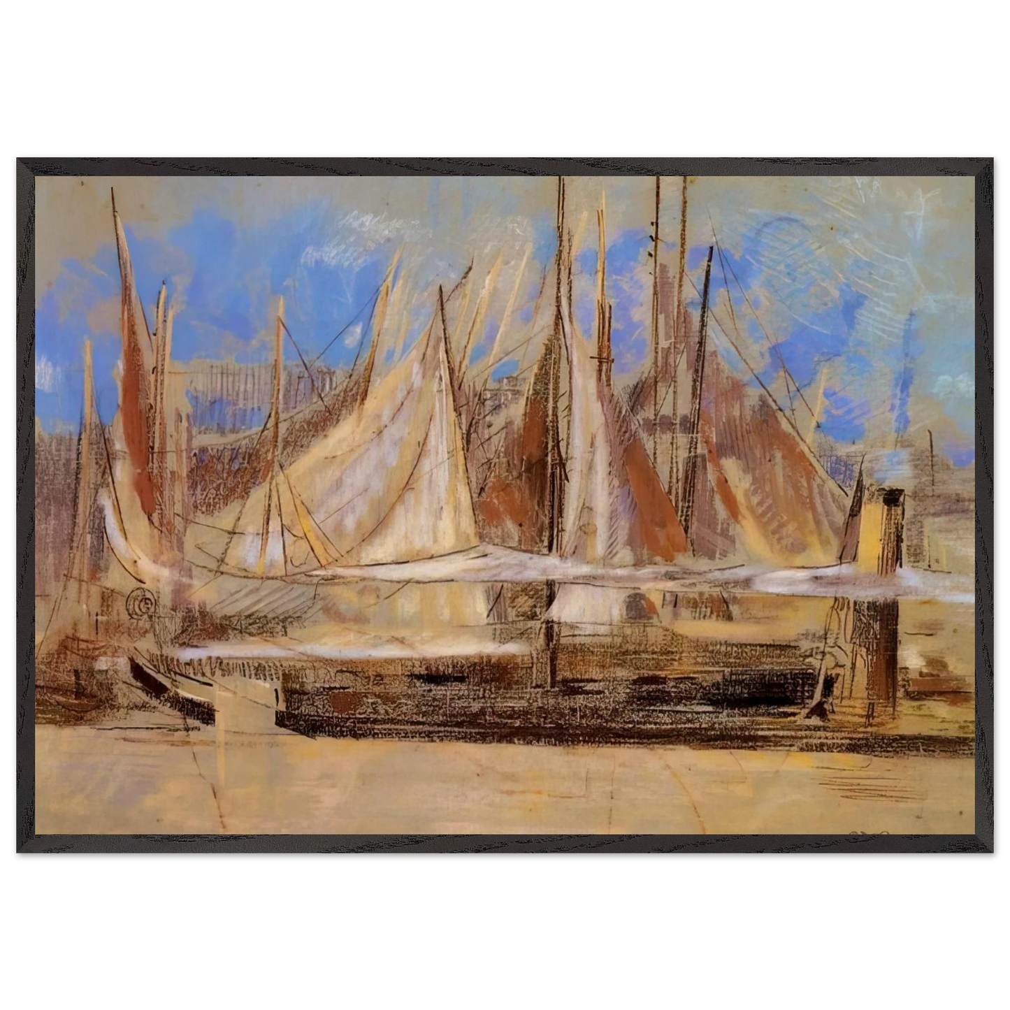 YACHTS AT ROYAN 1902 - Odilon Redon 70x100 cm / 28x40 inches Framed Art Print – Black Wooden Frame
