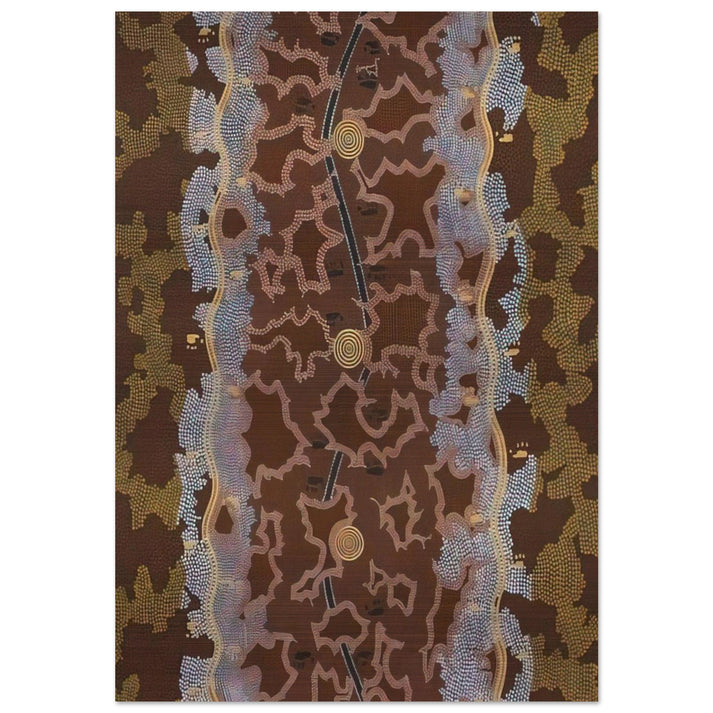 Possum Dreaming at Napperby - 1979 - Clifford Possum Tjapaltjarri Brushed Aluminum Print - 70x100 cm / 28x40 inches | Clifford Possum Tjapaltjarri Aluminum Print | Clifford Possum Tjapaltjarri Prints