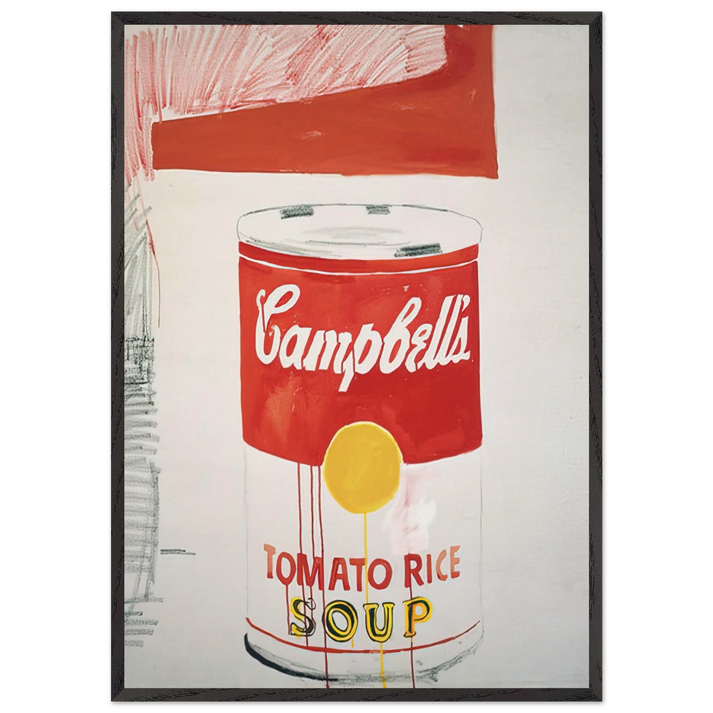 Campbells Soup Can Tomato Rice - Andy Warhol 70x100 cm / 28x40 inches Framed Art Print – Black Wooden Frame