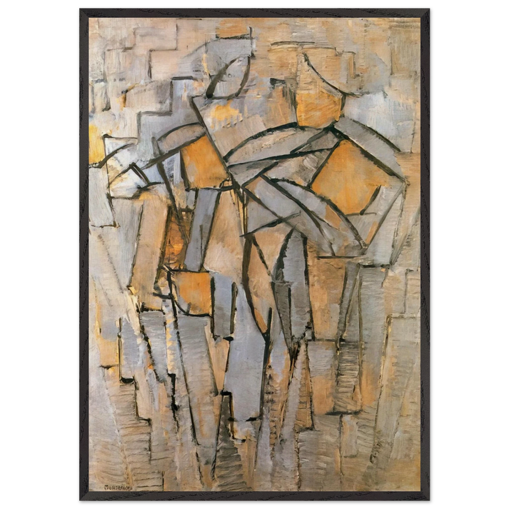 Composicion en Gris Azul - Piet Mondrian 70x100 cm / 28x40 inches Framed Art Print – Black Wooden Frame