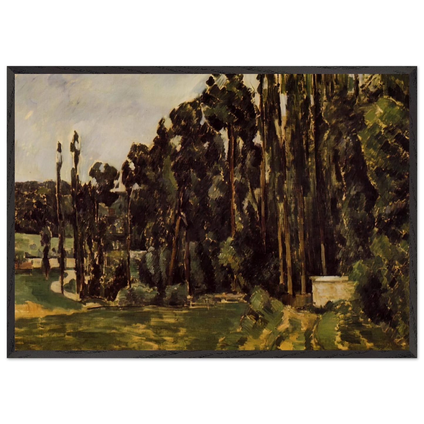 Poplars N2 - Paul Cezanne 70x100 cm / 28x40 inches Framed Art Print – Black Wooden Frame
