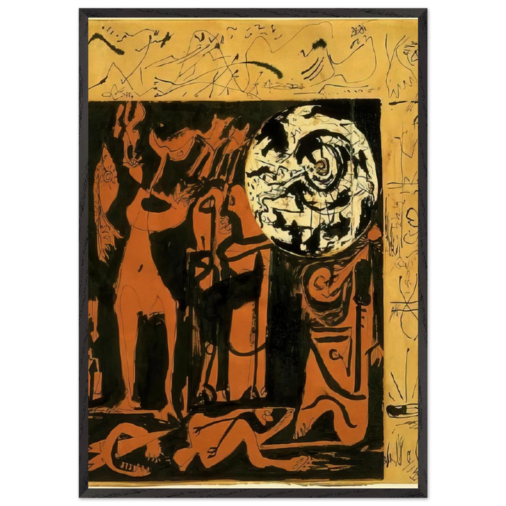 Untitled 3 N2 - Jackson Pollock 70x100 cm / 28x40 inches Framed Art Print – Black Wooden Frame