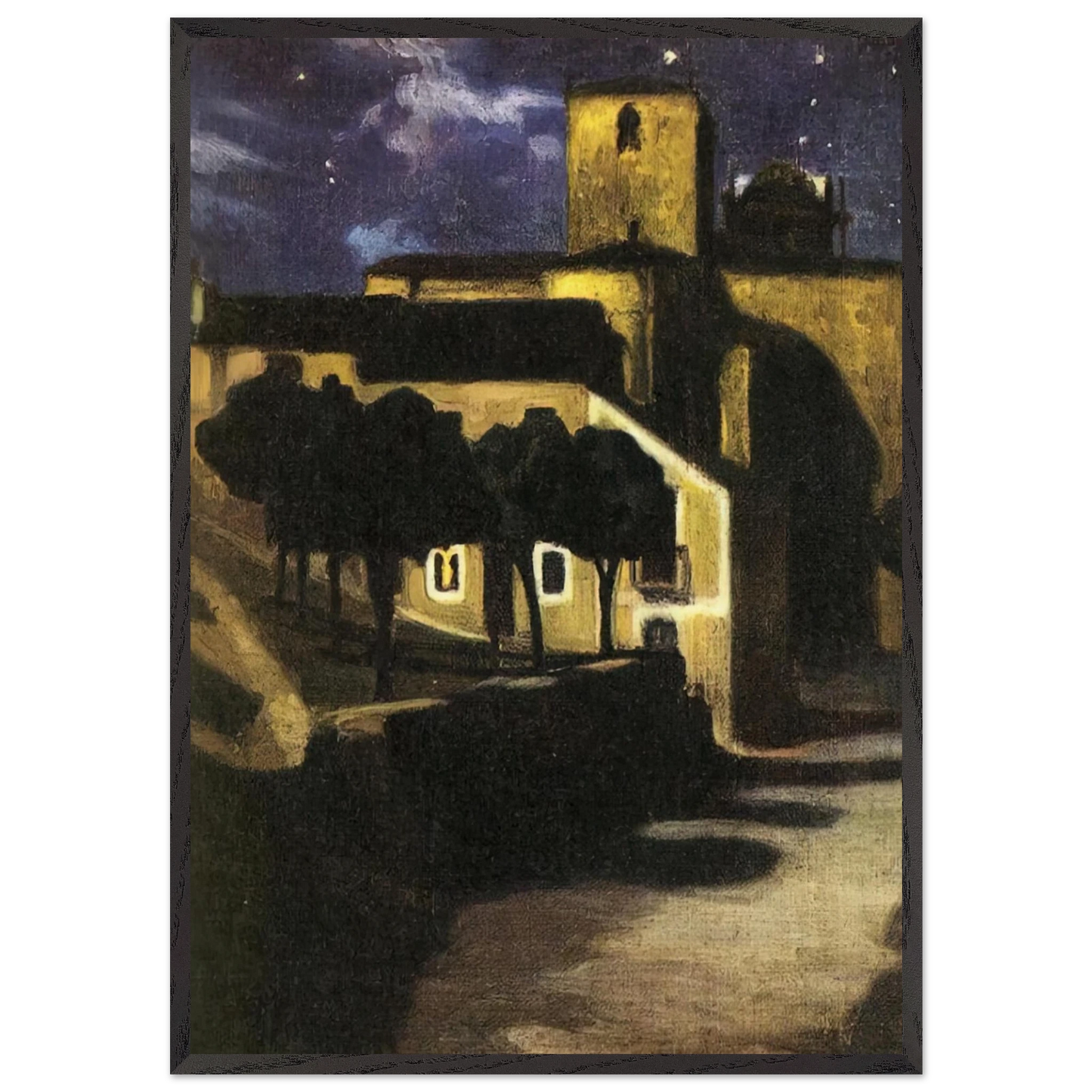 NIGHT SCENE IN AVILA 1907 - Diego Rivera 70x100 cm / 28x40 inches Framed Art Print – Black Wooden Frame