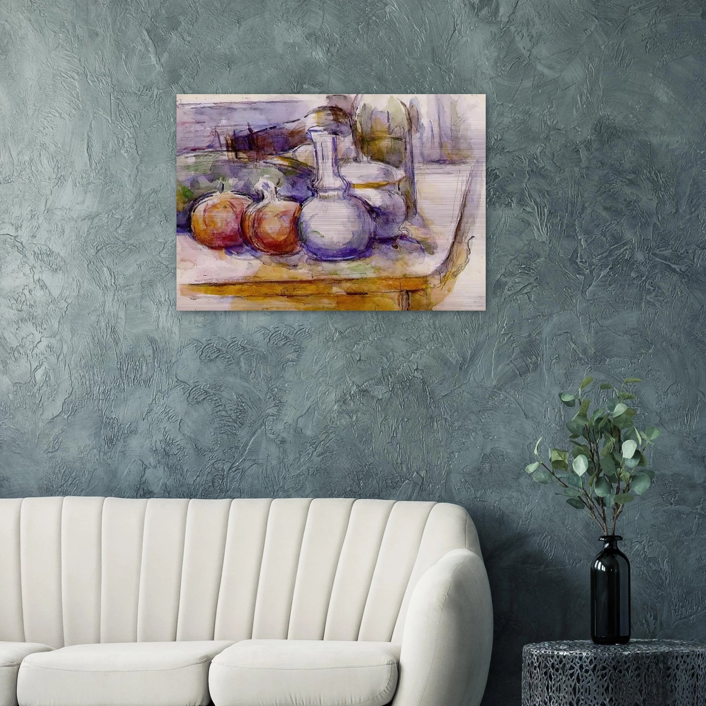 Still Life with Carafe, Sugar Bowl, Bottle, Pommegranates and Watermelon - Paul Cézanne Brushed Aluminum Print - 70x100 cm / 28x40 inches | Paul Cézanne Aluminum Print | Paul Cézanne Prints