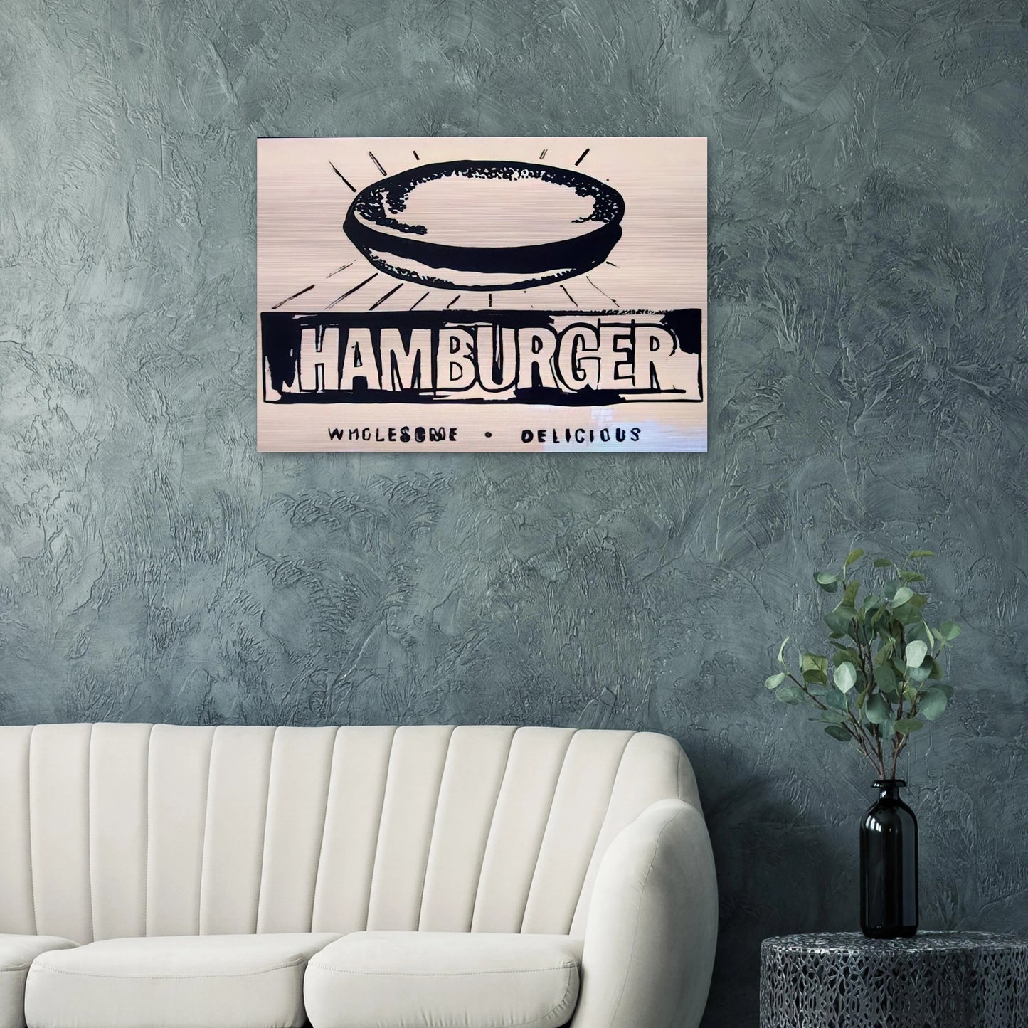 Hamburger beige - Andy Warhol Brushed Aluminum Print - 70x100 cm / 28x40 inches | Andy Warhol Aluminum Print | Andy Warhol Prints