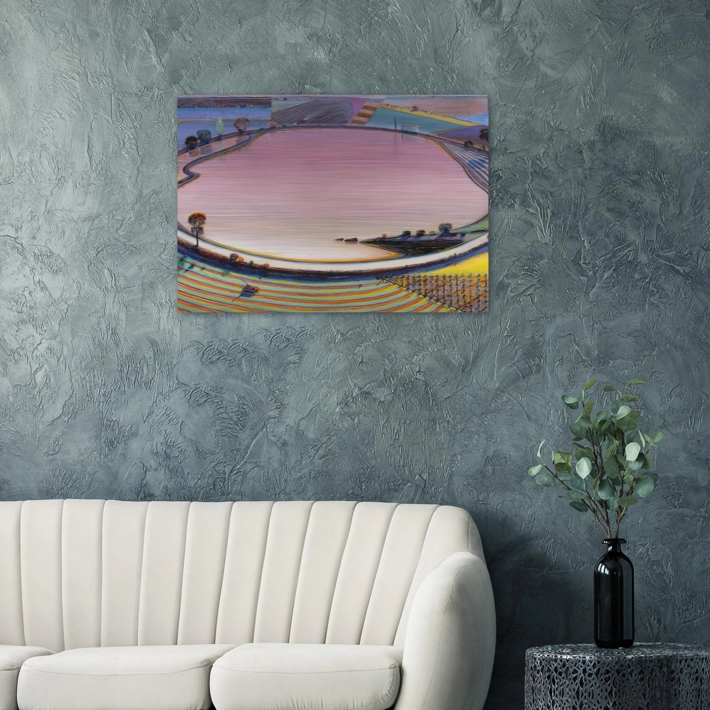 Reservoir - 1999 - Wayne Thiebaud Brushed Aluminum Print - 70x100 cm / 28x40 inches | Wayne Thiebaud Aluminum Print | Wayne Thiebaud Prints