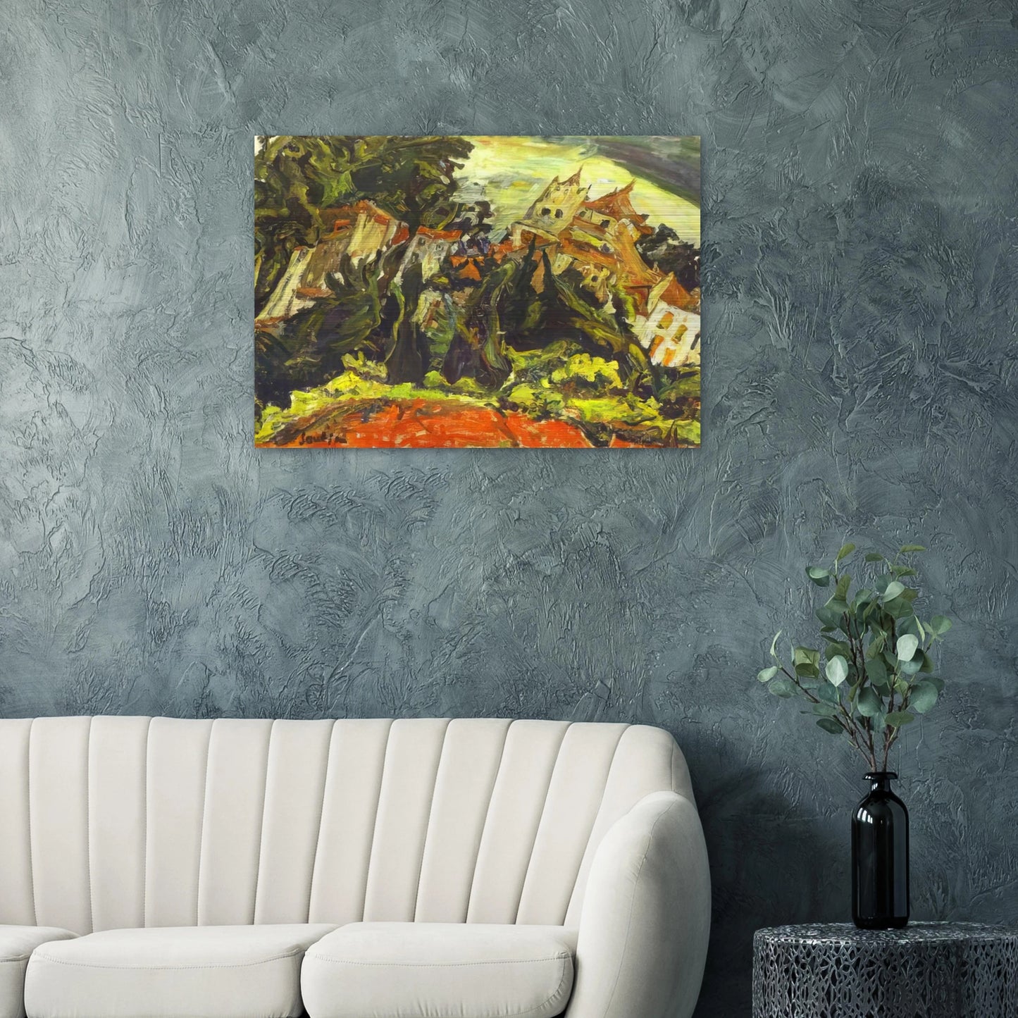 HOUSES AT CERET - Chaim Soutine Brushed Aluminum Print - 70x100 cm / 28x40 inches | Chaim Soutine Aluminum Print | Chaim Soutine Prints