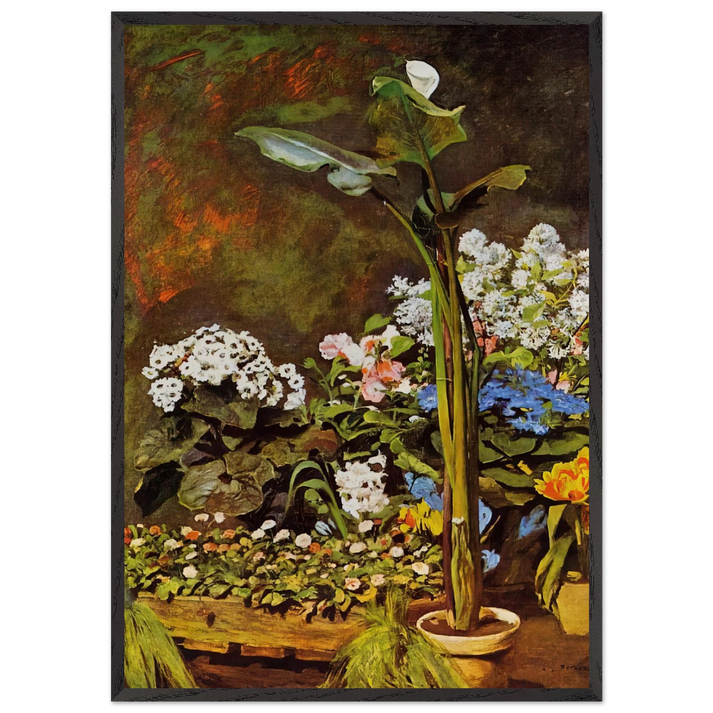 Arum and Conservatory Plants - Pierre-Auguste Renoir 70x100 cm / 28x40 inches Framed Art Print – Black Wooden Frame
