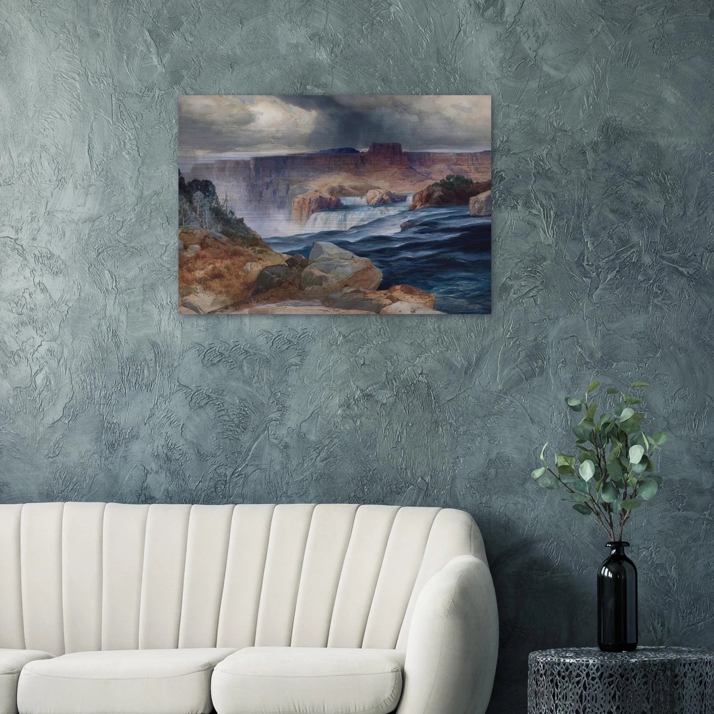 Shoshone Falls, Snake River, Idaho - Thomas Moran Brushed Aluminum Print - 70x100 cm / 28x40 inches | Thomas Moran Aluminum Print | Thomas Moran Prints